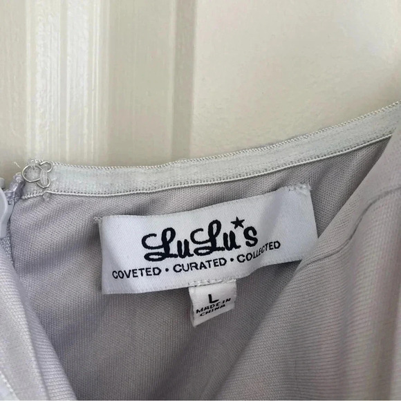 NWOT Lulu’s Moonlight Serenade Gray Strapless Maxi Dress with Slit Size Large - Picture 4 of 6